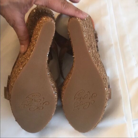 NAUGHTY MONKEY ORANGE FLORAL WEDGE SANDALS… - Picture 9 of 9